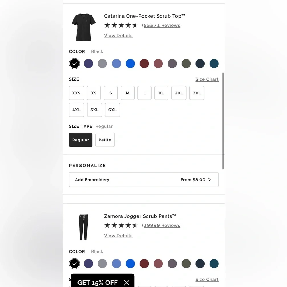 Figs “THE SET” : Catarina One Pocket Scrub Top L+ Zamora Jogger Scrub Pants LP - Picture 2 of 2